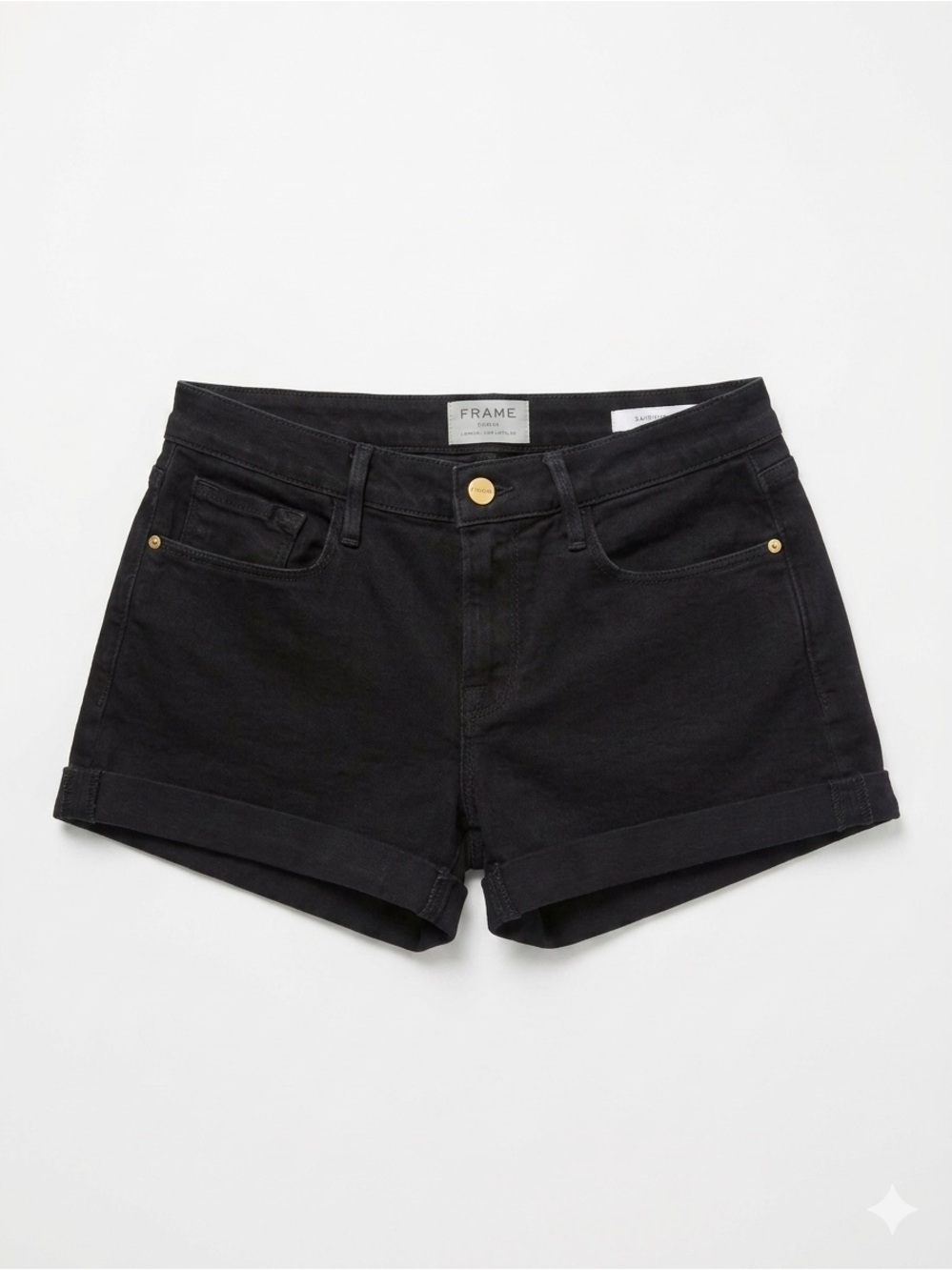 Frame Denim Le Cutoff Black Cuffed Jean Shorts 94% Cotton Size 25